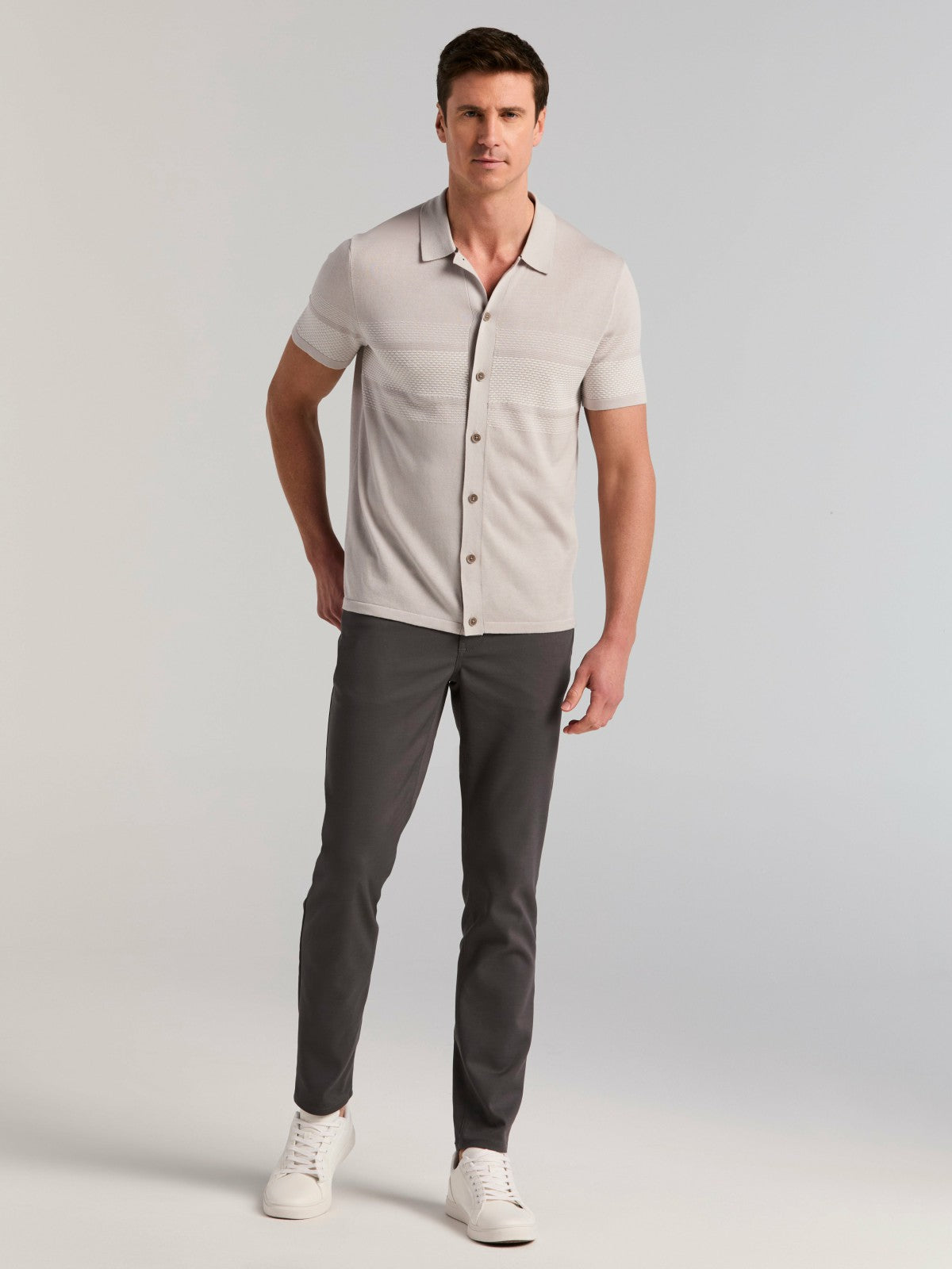 Cotton Modal Textured Button Front Sweater