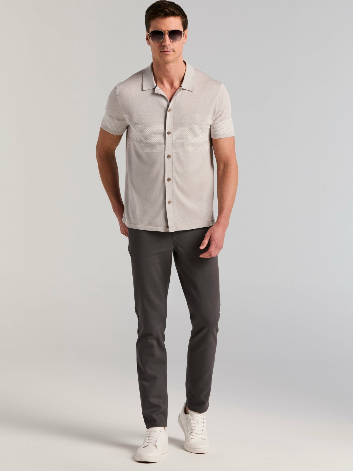 Cotton Modal Textured Button Front Sweater