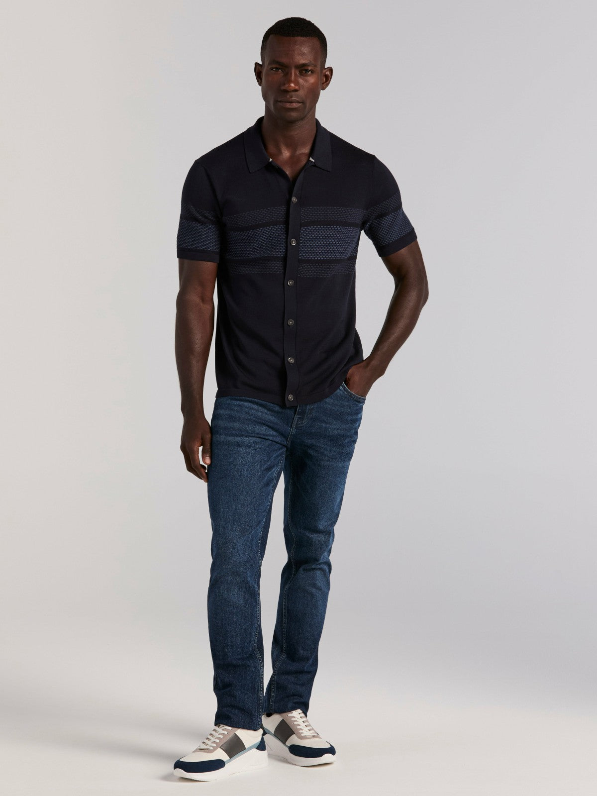 Cotton Modal Textured Button Front Sweater