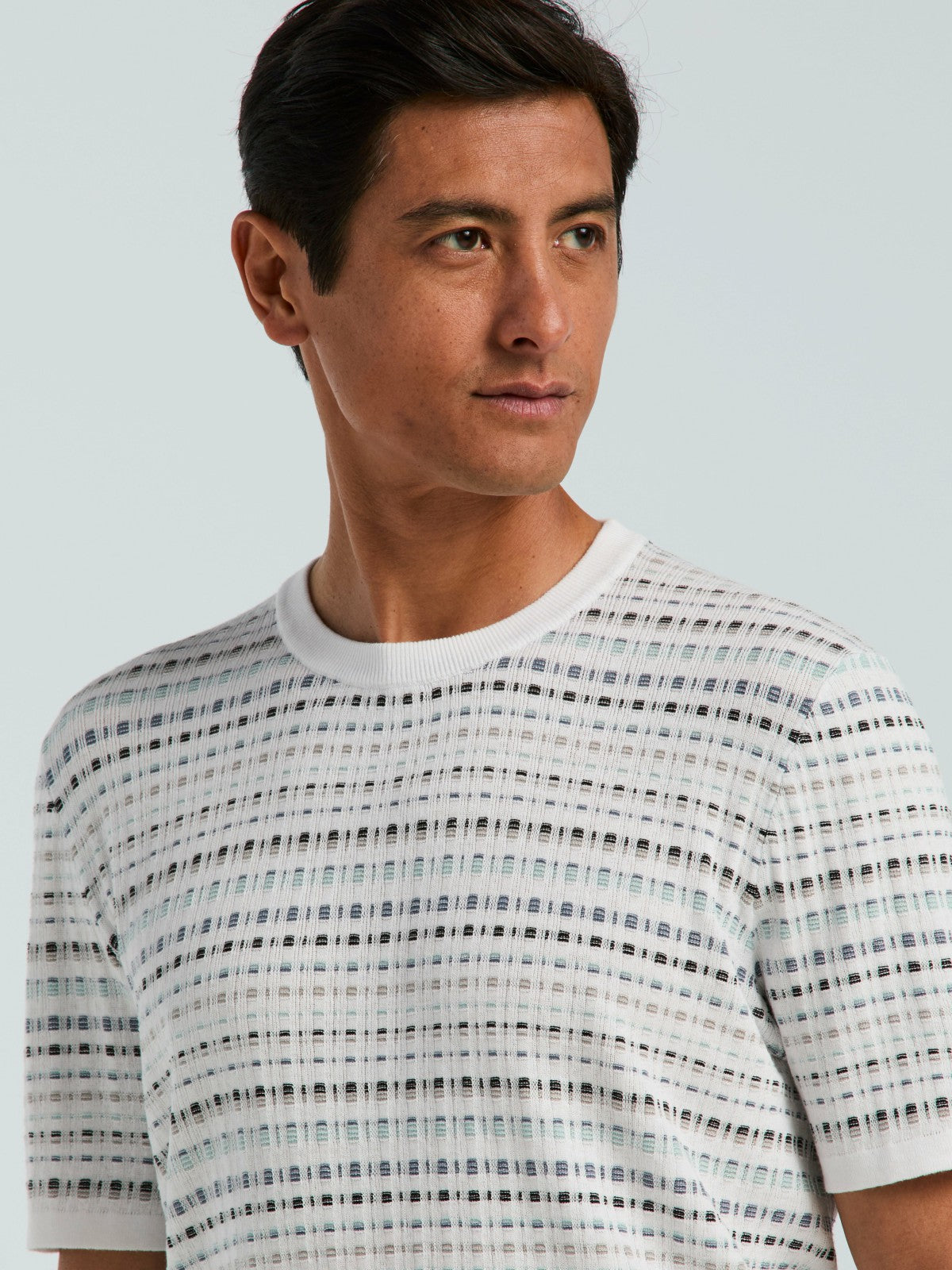 Multi Color Geometric Print Crew Sweater