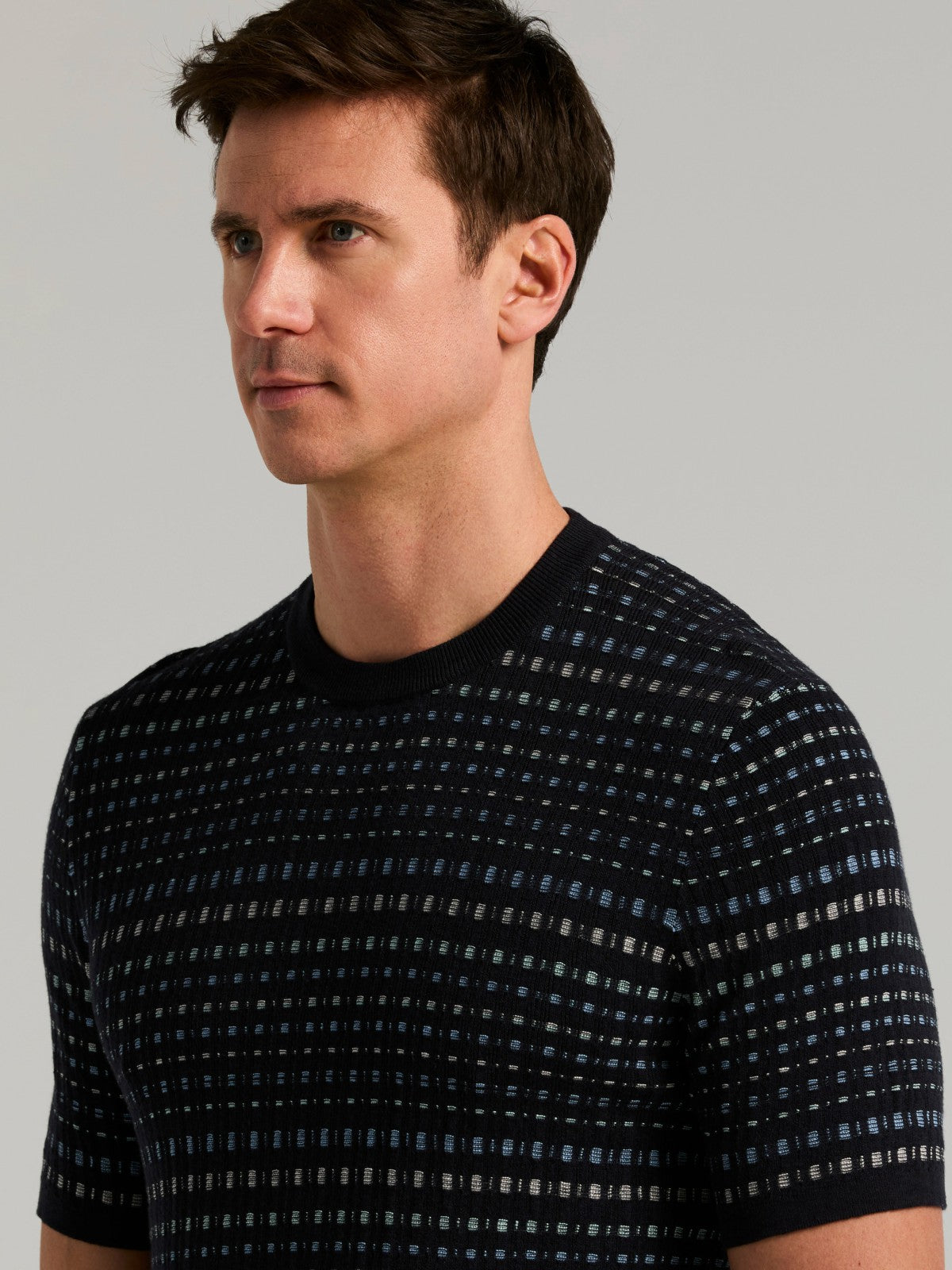 Multi Color Geometric Print Crew Sweater