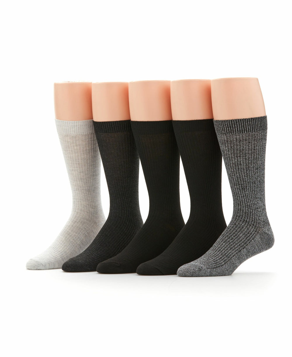 Men's 5 Pack Ribbed Crew Socks