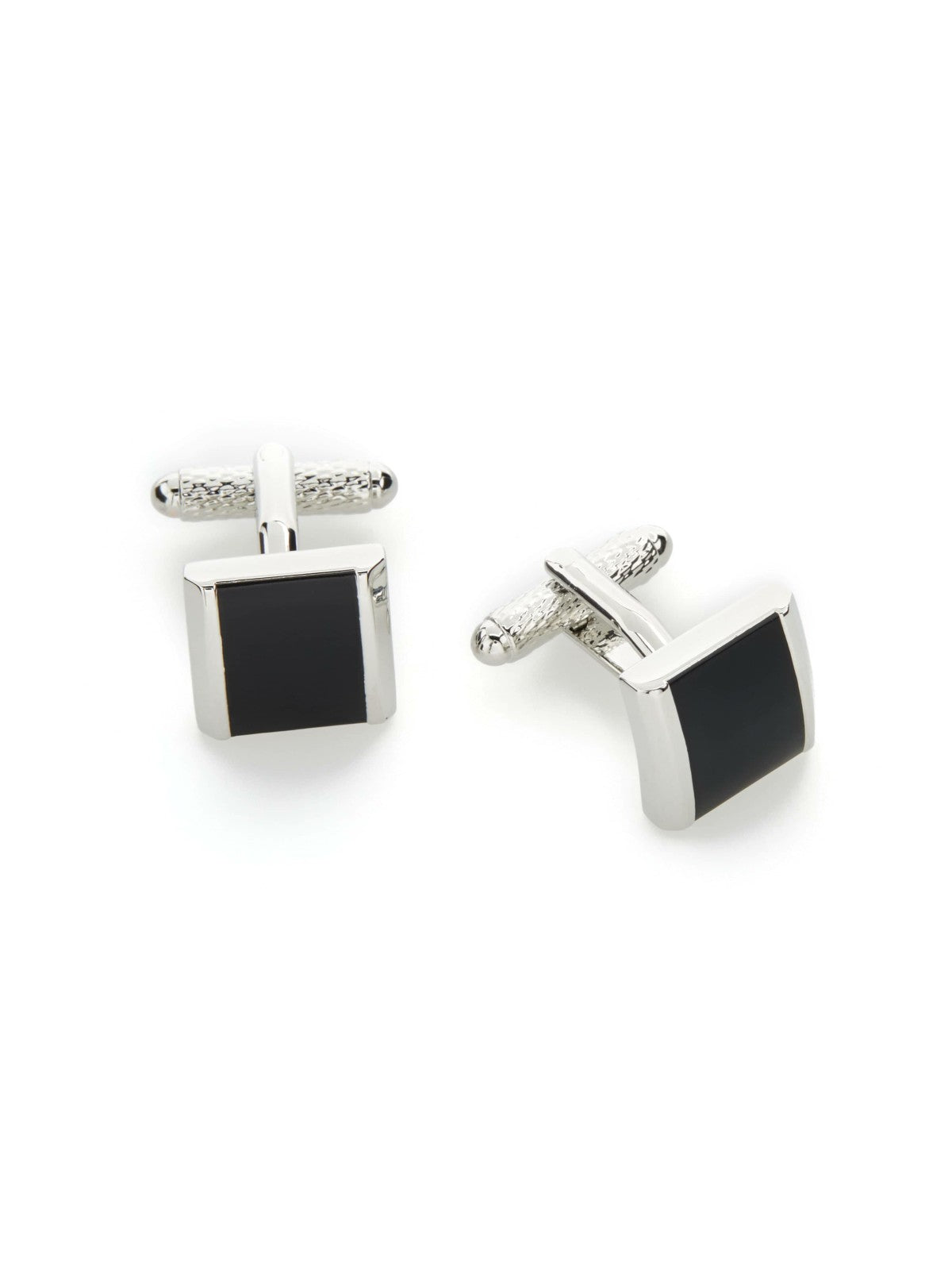 Black Square Silver Cufflinks