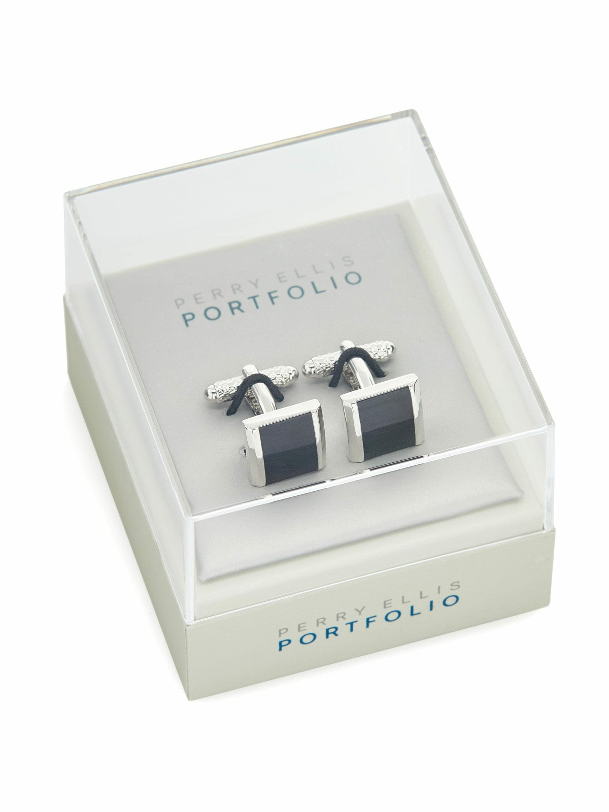 Black Square Silver Cufflinks