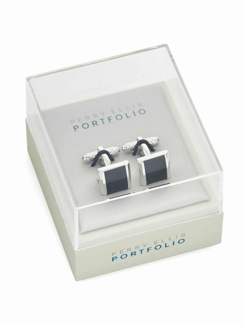 Black Square Silver Cufflinks