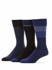 3- Pack Soft Luxury Stripe Color Block Socks